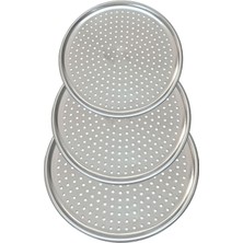 Özbience 3'lü Lüx Çelik Delikli Pizza Tepsisi Seti 28-36 Cm, Pratik ve Şık Tasarım