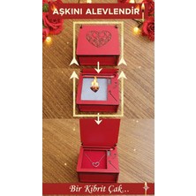 Fırtına Armağan Yanan Kutuda Çelik Takı Düğüm Kalp Kolye