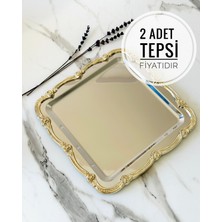 Özbience 2'li Gümüş Kare Tepsi, Çay ve Kahve Servisi, 21X21 cm