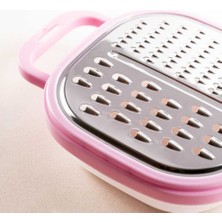 Tantitoni Kapaklı Düz Paslanmaz Çelik Hazneli Pembe Rende