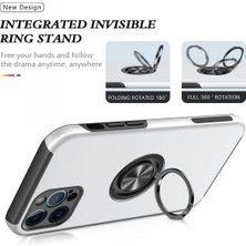 LTG Nova Newface Iphone 12 Kılıf Elit Yüzüklü Kapak - Gümüş