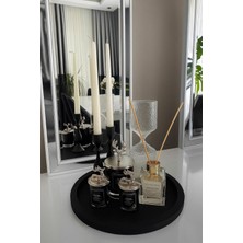 Özbience Siyah Yuvarlak Ahşap Dekoratif Tepsi 28CM, Şık ve Çok Amaçlı Kullanım