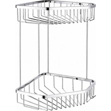 Eymen Yapı Tema Elmas 2 Katlı Prinç Köşelik Banyo Rafı Şampuanlık Krom