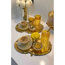 Özbience Çelik Gold 2'li Dantel Desenli 30 cm Servis Tepsisi, Şık ve Kullanışlı