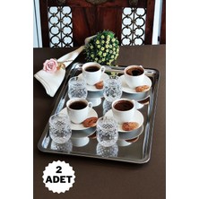 Özbience Çiftli Paslanmaz Çelik Servis ve Sunum Tepsisi, 43X28CM, Şık ve Fonksiyonel