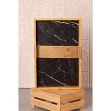 Özbience Siyah Mermer Desenli Marbella Küçük Tepsi 35X23 cm Şık ve Fonksiyonel