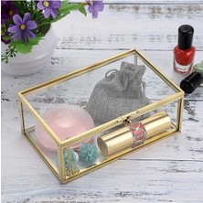 Özbience El Yapımı Cam Sandık, Dekoratif Sunumluk, Çikolata ve Takı Kutusu 25X14 cm
