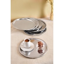 Özbience 6'lı Paslanmaz Çelik Sunum Tepsisi Seti, Şık ve Dayanıklı 23X23 cm