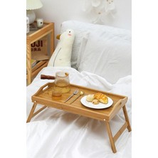 Özbience Bambu Katlanır Tepsi, Yatakta Kahvaltı ve Çalışma Için Çok Yönlü Kullanım