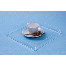 Özbience Şeffaf Pleksi Tepsi 20X20 Cm, Kahve, Çay ve Sunum Için Ideal