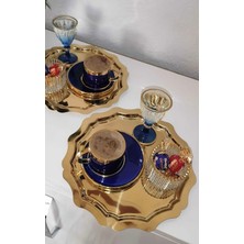 Özbience Gold Renkli 2 Adet Yuvarlak Dalgalı Model Sunum Tepsisi