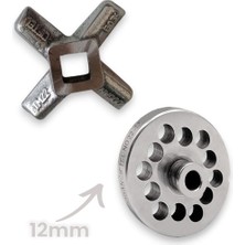 Russet 22 Numara 12 mm 2'li Kıyma Makinesi Ayna ve Bıçak Seti