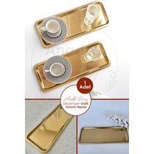 Özbience Şık Paslanmaz Çelik Dikdörtgen Sunum Tepsisi, Gold Renk Kahve Servisi