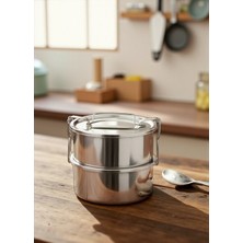 Russet Abant Çelik Sefer Tası 12X6 cm Diyet Yemek Taşıma Kabı 2 Katlı No:1 (1/2)