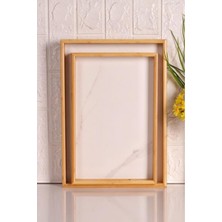 Özbience Mermer Desenli 2'li Beyaz Tepsi Seti, Şık ve Kullanışlı Dekoratif Ürün