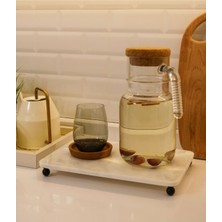 Özbience Şık Siyah Mermer Sunum Tepsisi, Ayaklı, Zarif ve Modern Tasarım