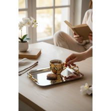 Özbience Gümüş Dikdörtgen Sunum Tepsisi Kavisli Kenar Zarif Tasarım