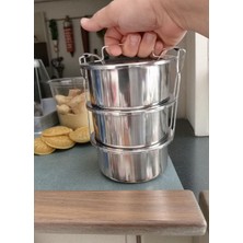 Russet Abant Çelik Sefer Tası 12X6 cm Diyet Yemek Taşıma Kabı 3 Katlı No:1 (1/3)