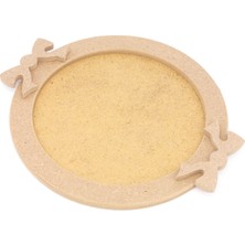 Özbience Ahşap Yuvarlak Fiyonklu Orta Boy Servis Tepsisi, Boyanabilir ve Şık Tasarım