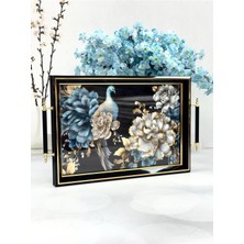 Özbience Mavi Dikdörtgen Lüx Tepsi 45X31 Cm, Şık ve Kullanışlı Aksesuar