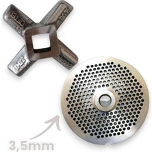 Russet 22 Numara 3,5 mm 2'li Kıyma Makinesi Ayna ve Bıçak Seti Çelik