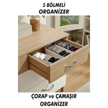 Ovio Ev Yaşam 3'lü Çekmece ve Dolap Içi Düzenleyici Beyaz Raf Düzenleyici Çorap Çamaşır Kravat Şal Organizeri