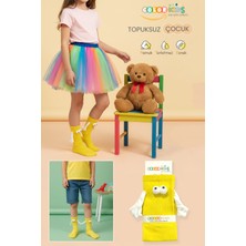 Color Socks 1 Sarı Çift Çocuk Mıknatıslı El Ele Tutuşan Çoraplar Topuksuz (6-12 Yaş)