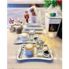 Özbience 6'lı Gümüş Renkli Kahve Sunumluk Tepsi Seti, Şık ve Pratik