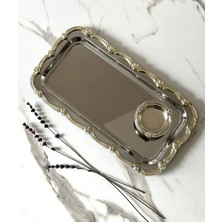 Özbience Fiore Dikdörtgen Gümüş Tepsi, Çay, Kahve ve Sunum Için Şık Tasarım