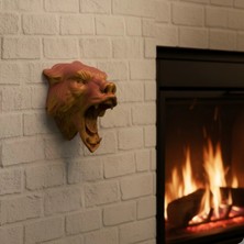 Marsilyan Gold Kırmızı Jaguar Duvar Dekoru Asılabilir Hediyelik 3D Heykel 20X16 cm