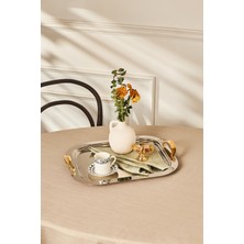 Özbience Altın Kaplama Çay Tepsisi, Zarif ve Şık Tasarım, Ev ve Ofis Kullanımı