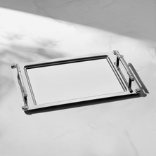 Özbience Şık Saten Çelik Çay Tepsisi, Zarif ve Dayanıklı Tasarım