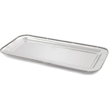 Özbience Gümüş Metal Dikdörtgen Tepsi 38X18CM, Şık ve Dayanıklı Tasarım