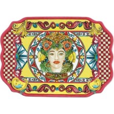 Özbience Turuncu Renkli 47X33 cm Büyük Seramik Tepsi, Şık ve Dayanıklı Tasarım