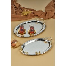 Özbience Şık Oval Sunum Tepsisi, Ev ve Mutfak Için 2'li Set