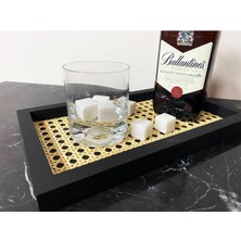 Özbience Rattan Sunum Tepsisi, Dekoratif Kutu, Siyah, 29X19 cm