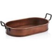 Özbience Oval Bakır Sunum Tepsi, 33X19 Cm, Dekoratif ve Şık Mutfak Gereci