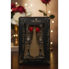 KirLinova Kırmızı Dikey Kalp Kokteyl Kadehi 2 Li - (Kahve Yanı Su/kokteyl Bardak) 190 ml