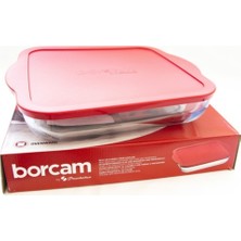 Özbience Kare Kırmızı Plastik Kapaklı Borcam 1040 Cc, Kutulu, Dayanıklı ve Şık