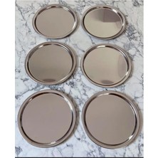 Özbience 6'lı Yuvarlak 22 cm Gümüş Sunum Tepsisi, Dekoratif Servis ve Çay Kahve Için