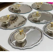 Özbience Şık Çelik Oval Sunum Tepsisi ve Gümüş Kelebekli Makarony Takımı