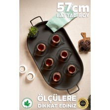 Özbience Elips Metal Çay ve Kahve Sunum Tepsisi, 57 Cm, Tel Kulplu