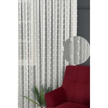 Serin Home Collection Kalın Puantiye Desenli Tül Perde 1/3 Sık Pileli, Ütü Istemez Kırışma Yapmaz