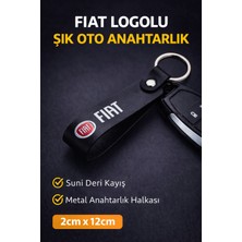 SAVEK Fiat Logo Baskılı Siyah Suni Deri Anahtarlık