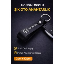 SAVEK Honda Logo Baskılı Siyah Suni Deri Anahtarlık