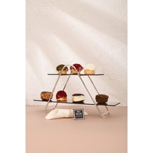 Özbience Üçgen Gümüş Aynalı Kahve Yanı Sunumluk Dekorasyon ve Organizer