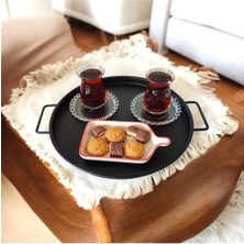 Özbience Metal Kulplu Çay ve Kahvaltı Tepsisi, 30 Cm, Şık Sunum Için Ideal