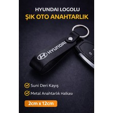 SAVEK Hyundai Logo Baskılı Siyah Suni Deri Anahtarlık