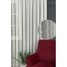 Serin Home Collection Puantiye Desenli Tül Perde 1/3 Sık Pileli, Ütü Istemez Kırışma Yapmaz