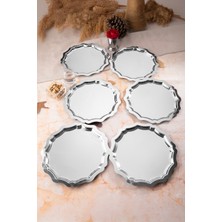 Özbience 6'lı 24 cm Dalgalı Yuvarlak Gümüş Sunum Tepsisi